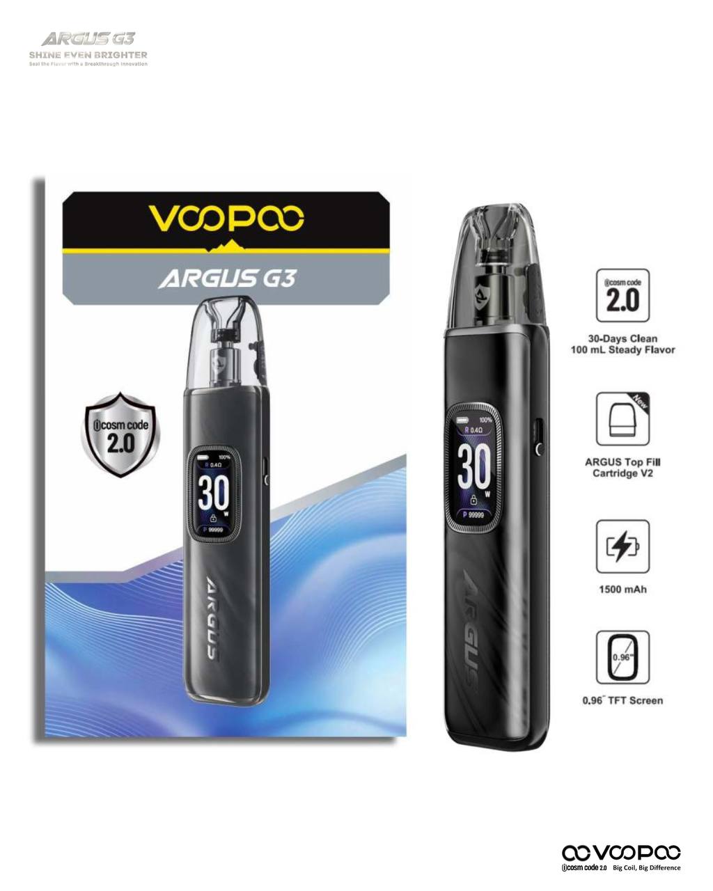 原廠正品 VOOPOO ARGUS G3 阿格斯 g3 1500mAh  大容量 電子煙 小煙 VC蒸氣